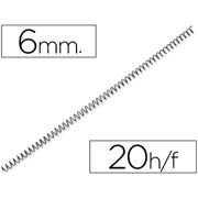 Q-CONNECT ESPIRAL METALICA 5:1  6mm 20H NEGRO 200-PACK KF04427